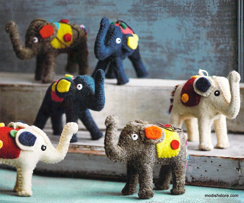 Roost Felt Circus Elephant Ornaments - Set Of 4