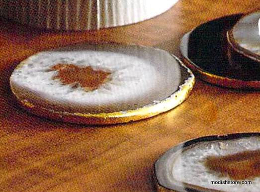 Roost Gilded-Edge Agate Coasters - Set Of 8