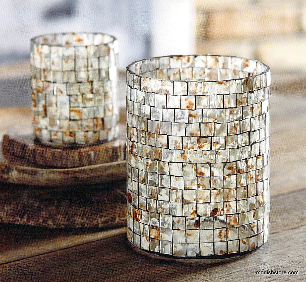 Roost Canyon Mosaic Glass Hurricane & Votive Holder