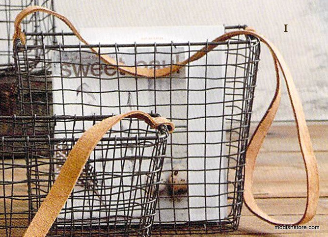 Roost Leather-Handled Wire Baskets