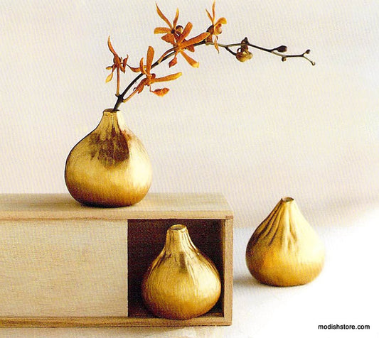 Roost Golden Fig Vases With Kiri Gift Box - Set Of 3
