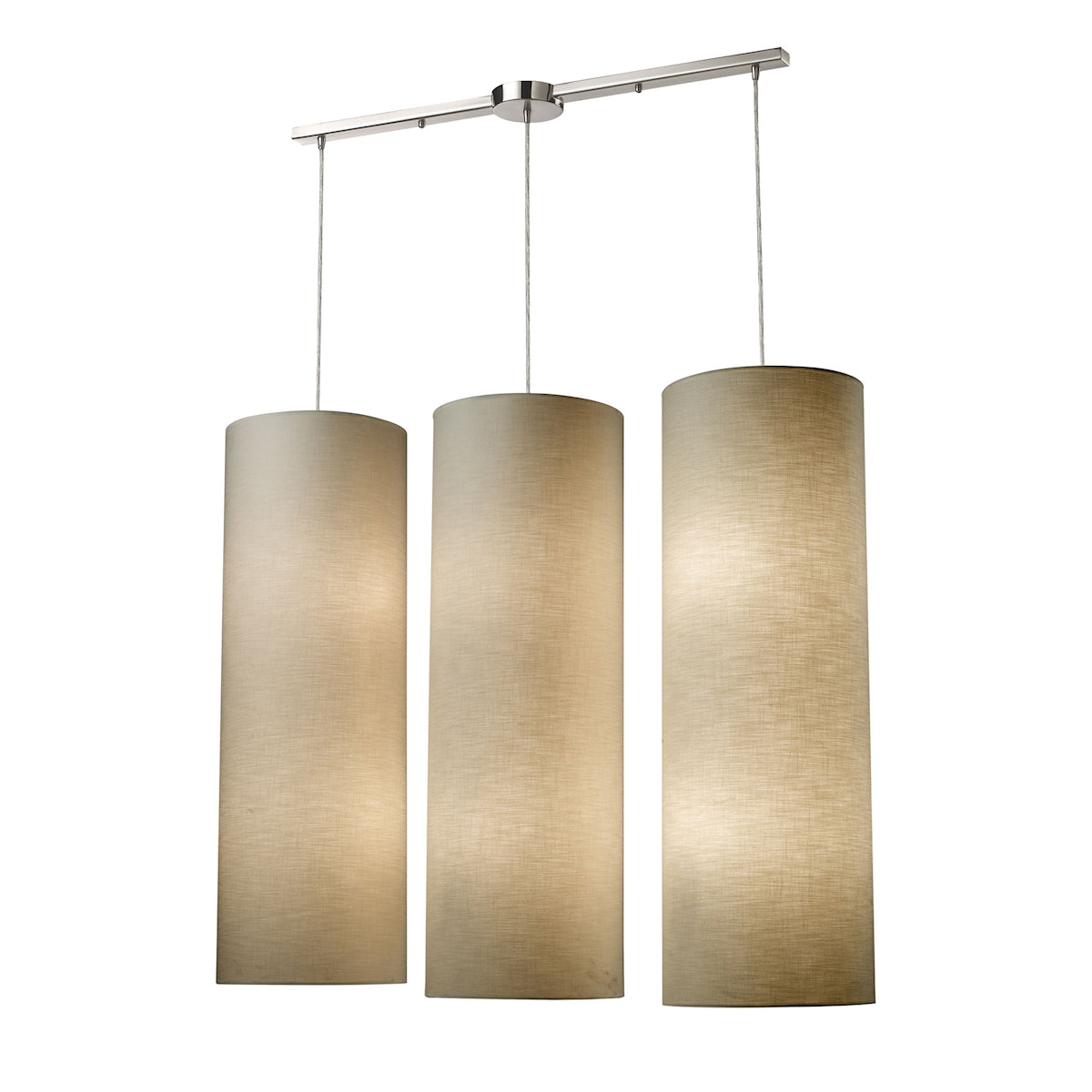 Fabric Cylinders 12-Light Linear Pendant Fixture in Satin Nickel with 3 Shades ELK Lighting | Pendant Lamps | Modishstore