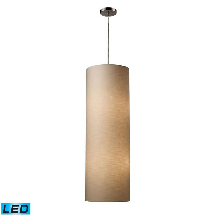 Fabric Cylinders 4-Light Mini Pendant in Satin Nickel with 1 Shade - Includes LED Bulbs | Pendant Lamps | Modishstore
