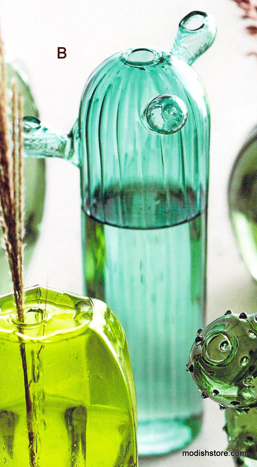 Quirky Cactus Hand-Blown Glass Vases