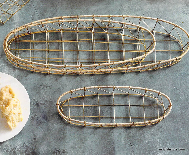 Roost Gio Brass Wire & Rattan Baskets - Set Of 3