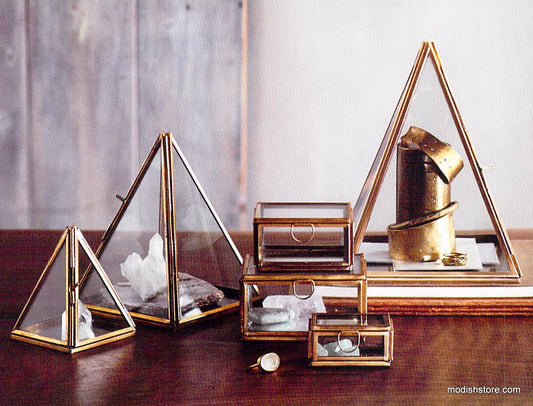 Roost Brass Pyramid Display Boxes - Small - Set Of 3