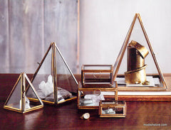 Brass Pyramid Display Boxes - Small - Set Of 3