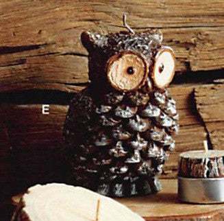 Roost Owl Pine Cone & Log Slice Candles