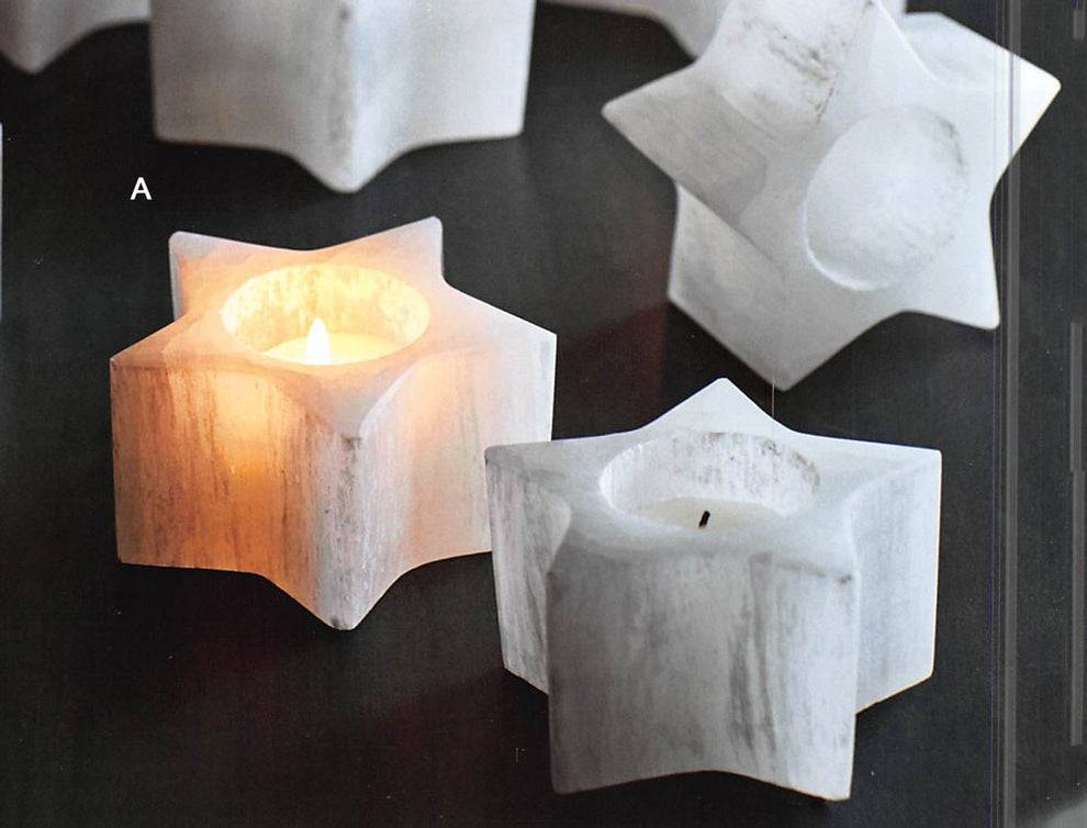 Roost Selenite Star Tealight Holders - Set Of 6
