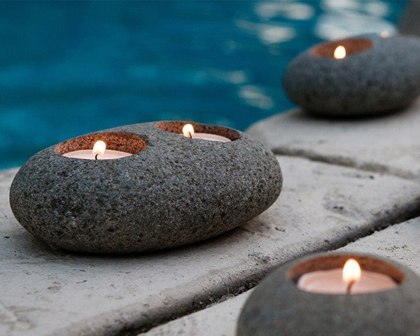 Garden Age Supply Natural Beach Pebble T-Light Holders - Set of 4 | Candle Holders | Modishstore-2