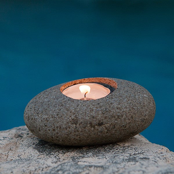 Garden Age Supply Natural Beach Pebble T-Light Holders - Set of 4 | Candle Holders | Modishstore-3