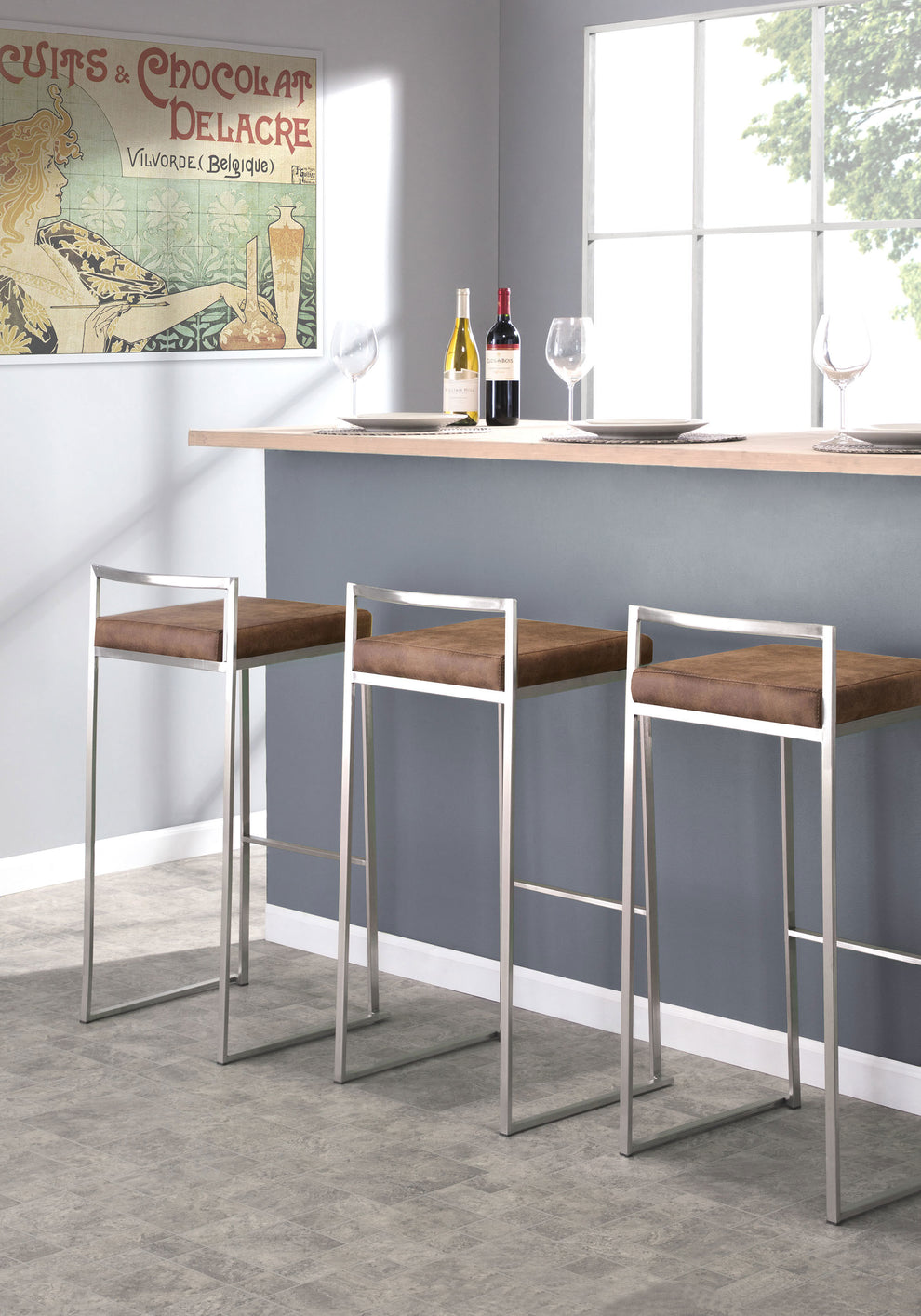LumiSource Fuji Barstool - Set of 2 | Modishstore | Bar Stools