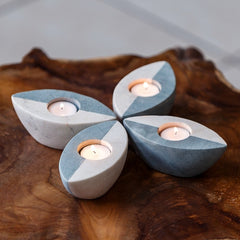 Garden Age Supply 2 Tone Leaf Candle Holders- Set of 2 ( 4 Pieces)