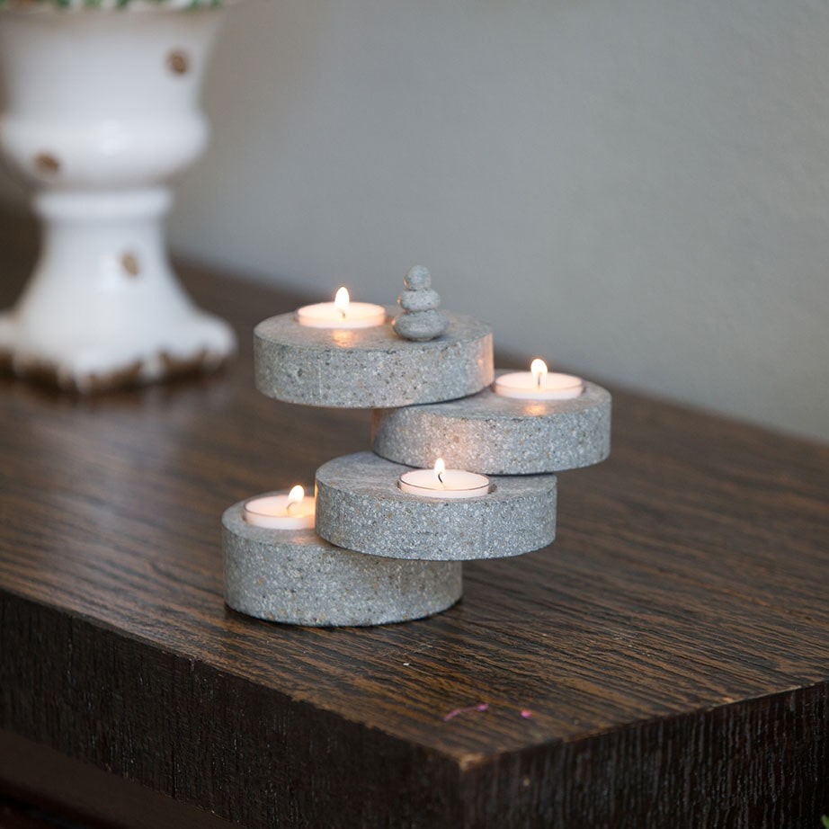 Garden Age Supply River Stone Swivel Candle Holder Set of 4 | Candle Holders | Modishstore-3