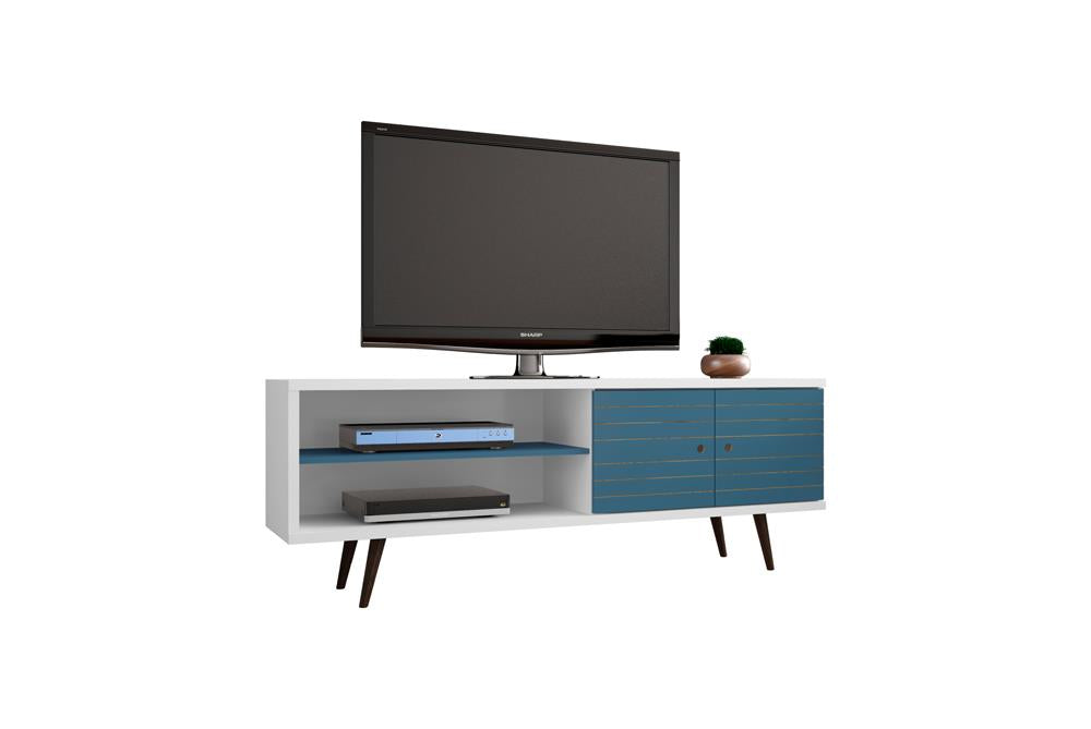 Manhattan Comfort Liberty 62.99" Mid Century - Modern TV Stand with 3 Shelves and 2 Doors with Solid Wood Legs | TV Stands | Modishstore-20
