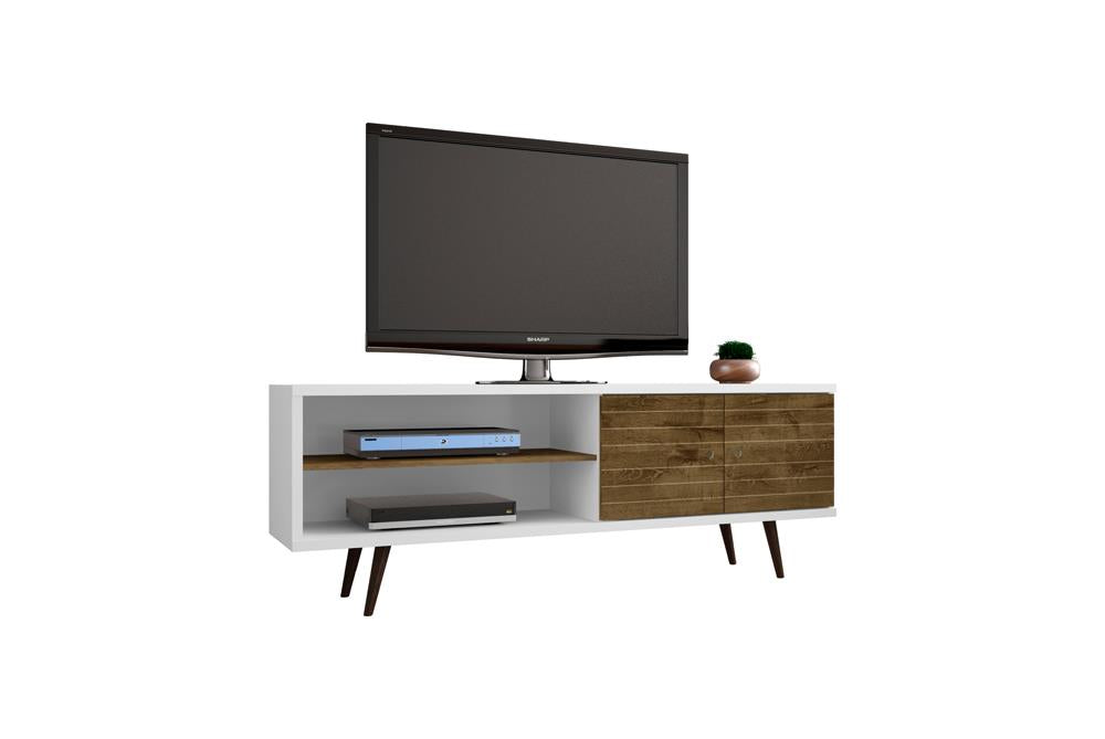 Manhattan Comfort Liberty 62.99" Mid Century - Modern TV Stand with 3 Shelves and 2 Doors with Solid Wood Legs | TV Stands | Modishstore-13