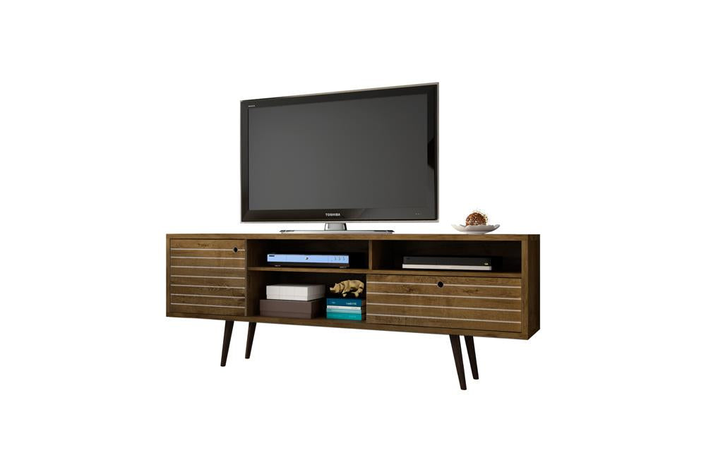Manhattan Comfort Liberty 70.86" Mid Century - Modern TV Stand with 4 Shelving Spaces and 1 Drawer with Solid Wood Legs | TV Stands | Modishstore-40