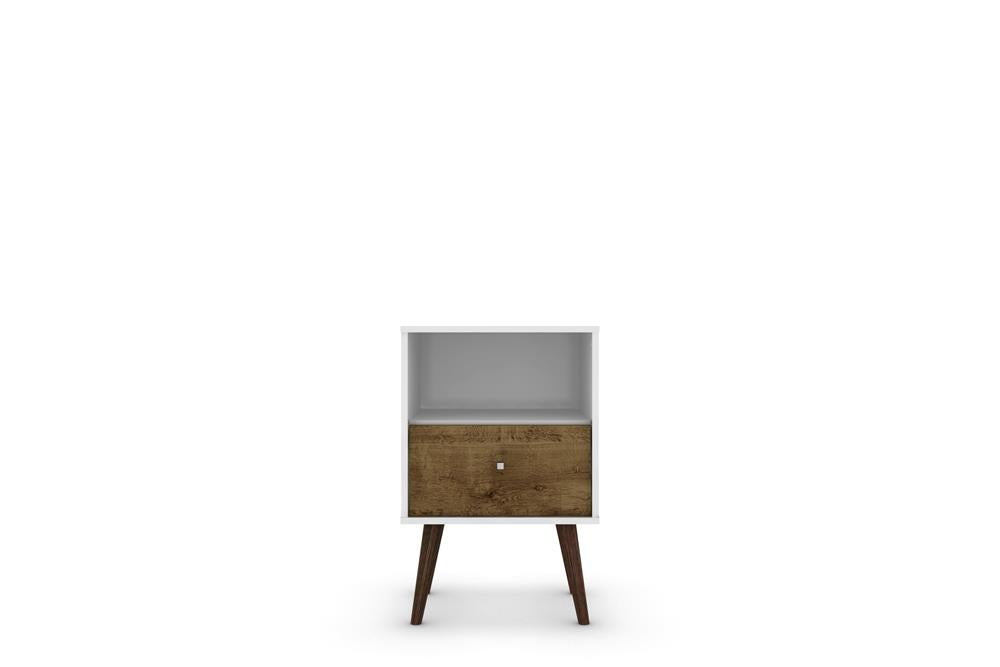 Manhattan Comfort Liberty Mid Century - Modern Nightstand 1.0 with 1 Cubby Space and 1 Drawer with Solid Wood Legs | Nightstands | Modishstore-13