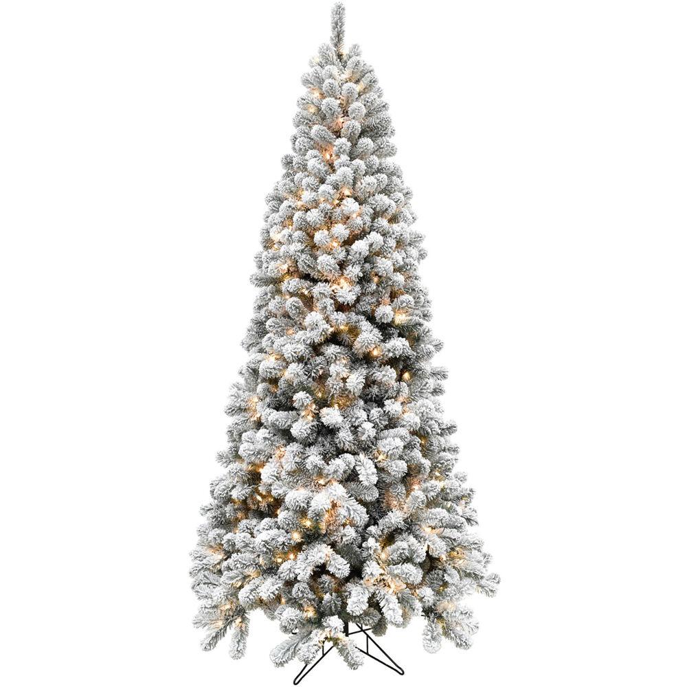 12-Ft. Flocked Alaskan Pine Christmas Tree with Clear LED String Lighting By Fraser Hill Farm | Christmas Trees | Modishstore - 2