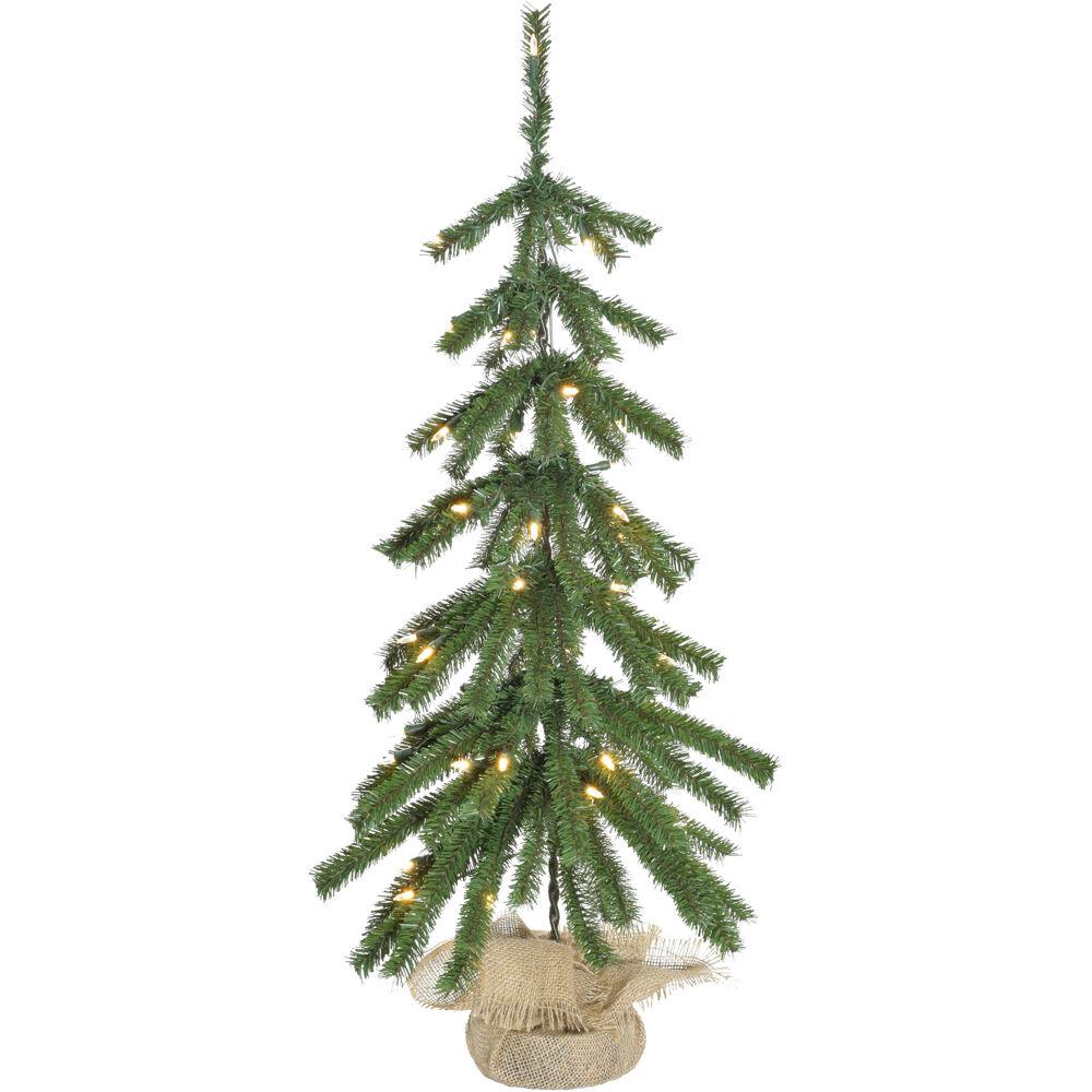 3-ft. Downswept Farmhouse Fir Christmas Tree with Burlap Bag and Warm White LED Lights By Fraser Hill Farm | Christmas Trees | Modishstore - 2