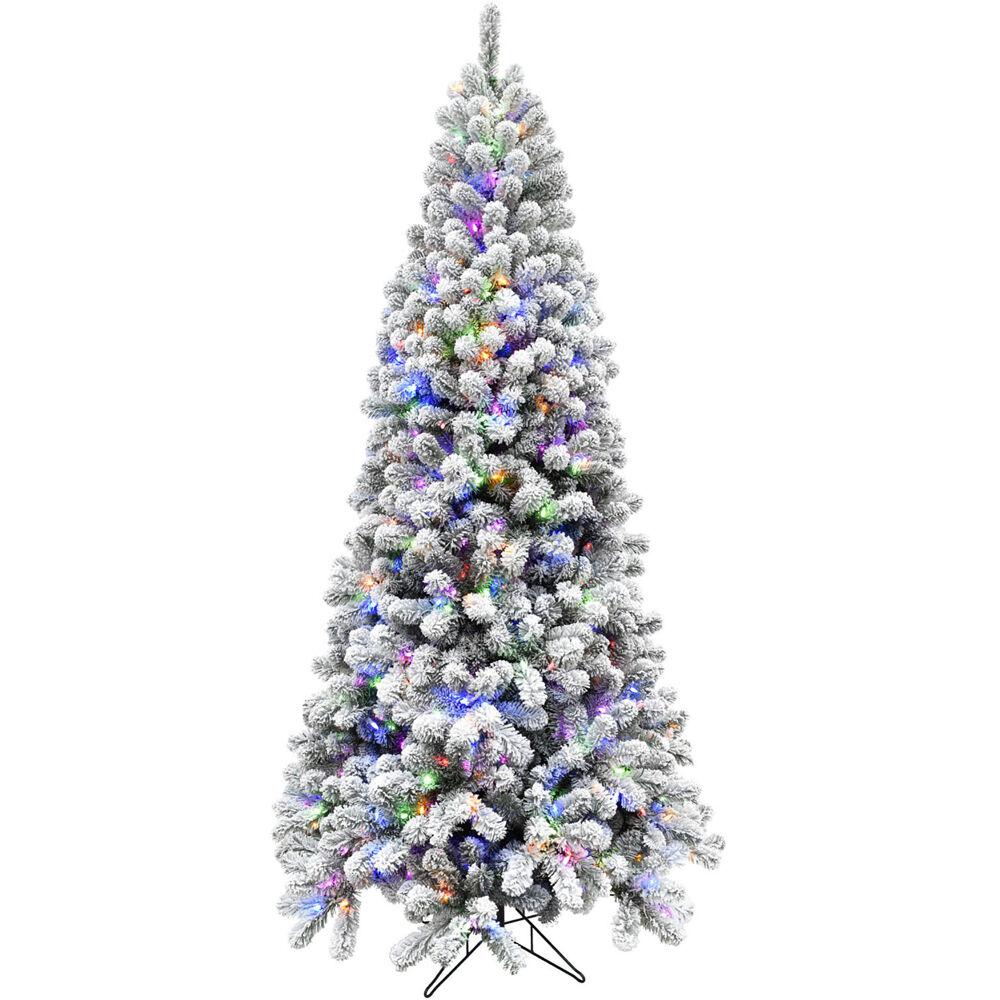 7.5-Ft. Flocked Silverton Fir Christmas Tree with Multi-Color LED String Lighting By Fraser Hill Farm | Christmas Trees | Modishstore - 2