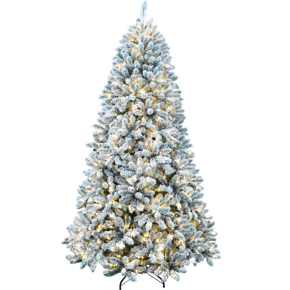 Fraser Hill Farm 6.5-Ft. Flocked Winter Snow Pine Christmas Tree with Warm White LED Lighting By Fraser Hill Farm | Christmas Trees | Modishstore - 2