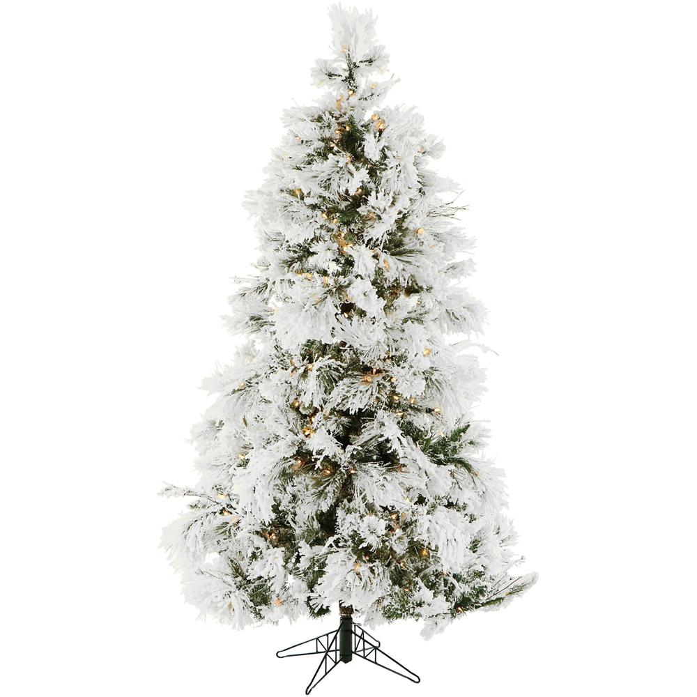 10-Ft. Snowy Pine Flocked Christmas Tree with Warm White LED Lighting and EZ Connect By Fraser Hill Farm | Christmas Trees | Modishstore - 3