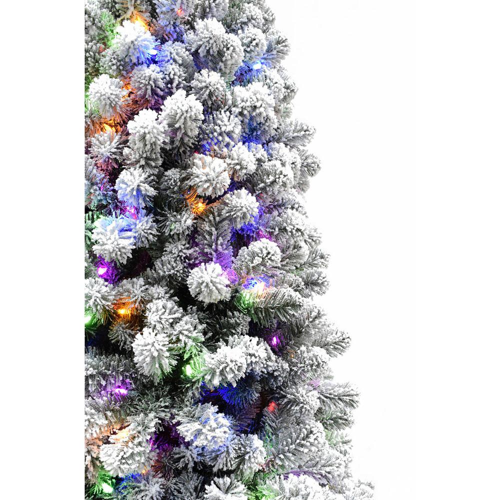 12-Ft. Flocked Alaskan Pine Christmas Tree with Multi-Color LED String Lighting By Fraser Hill Farm | Christmas Trees | Modishstore - 4