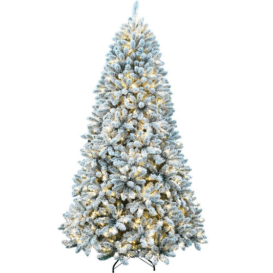 Fraser Hill Farm 7.5-Ft. Flocked Winter Snow Pine Christmas Tree with Warm White LED Lighting By Fraser Hill Farm | Christmas Trees | Modishstore