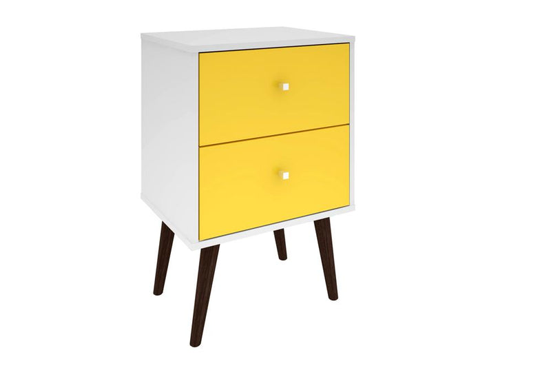 Manhattan Comfort Liberty Mid Century - Modern Nightstand 2.0 with 2 Full Extension Drawers with Solid Wood Legs | Nightstands | Modishstore-5