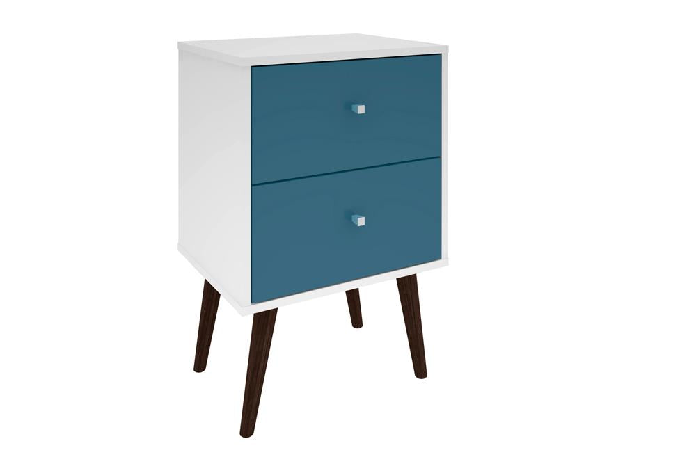 Manhattan Comfort Liberty Mid Century - Modern Nightstand 2.0 with 2 Full Extension Drawers with Solid Wood Legs | Nightstands | Modishstore-4