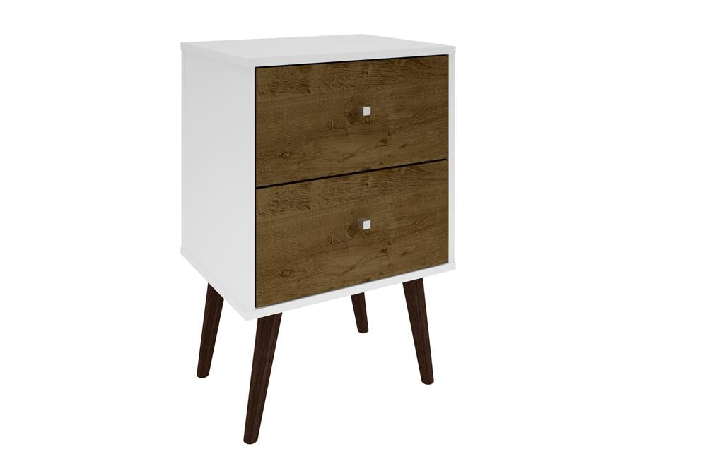 Manhattan Comfort Liberty Mid Century - Modern Nightstand 2.0 with 2 Full Extension Drawers with Solid Wood Legs | Nightstands | Modishstore-3