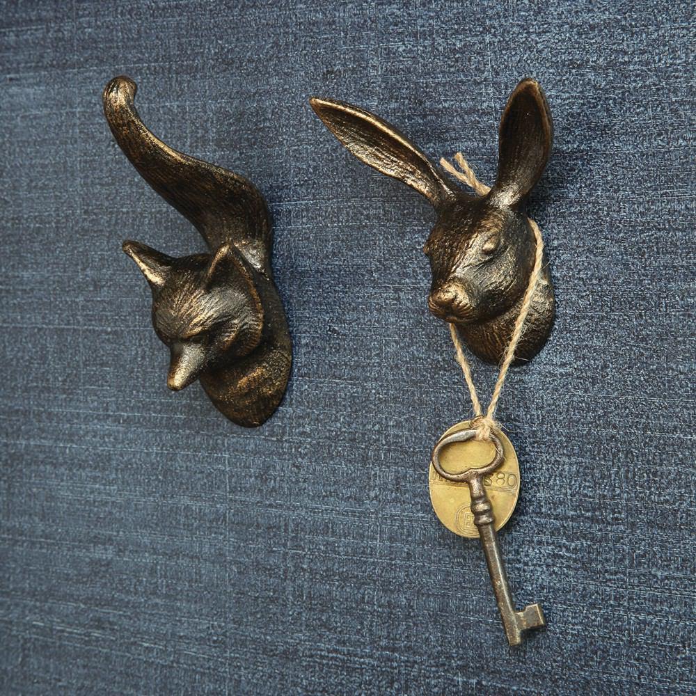 Hare Wall Hook - Cast Iron - Set Of 3 By HomArt
