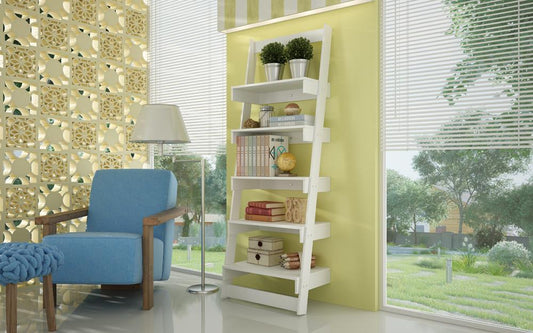 Accentuations by Manhattan Comfort Brilliant Carpina Ladder Shelf with 5 - Floating Shelves | Bookcases | Modishstore