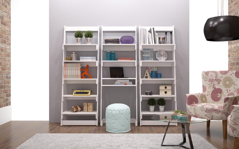 Accentuations by Manhattan Comfort Brilliant Carpina Ladder Shelf with 5 - Floating Shelves | Bookcases | Modishstore-2