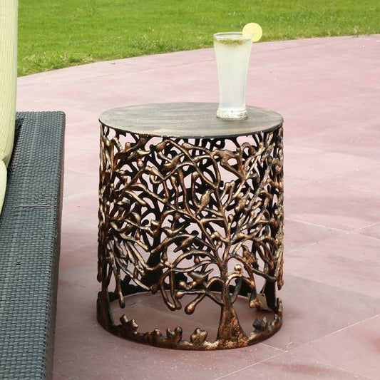 Tree and Lattice Pattern Garden Stool By SPI Home | End Tables | Modishstore