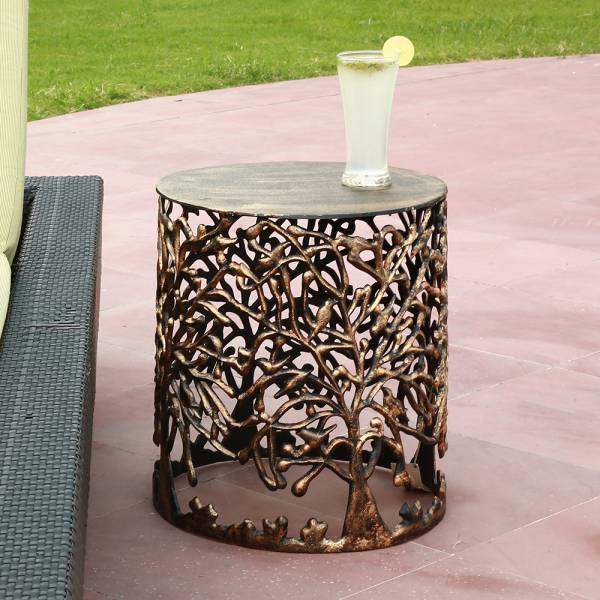 Tree and Lattice Pattern Garden Stool By SPI Home | End Tables | Modishstore-2