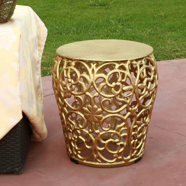 Leaf and Lattice Pattern Garden Stool By SPI Home | End Tables | Modishstore-2