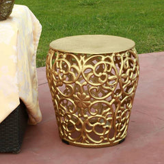 Leaf and Lattice Pattern Garden Stool By SPI Home
