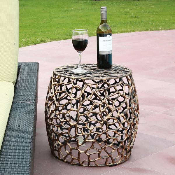 Branch and Lattice Pattern Garden Stool By SPI Home | End Tables | Modishstore