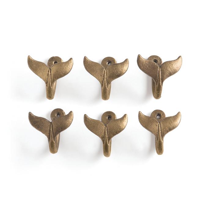 Set of Six Whale Tail Hooks by GO Home