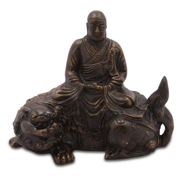 Buddha on Mystic Lion Sculptur By SPI Home | Sculptures | Modishstore-2