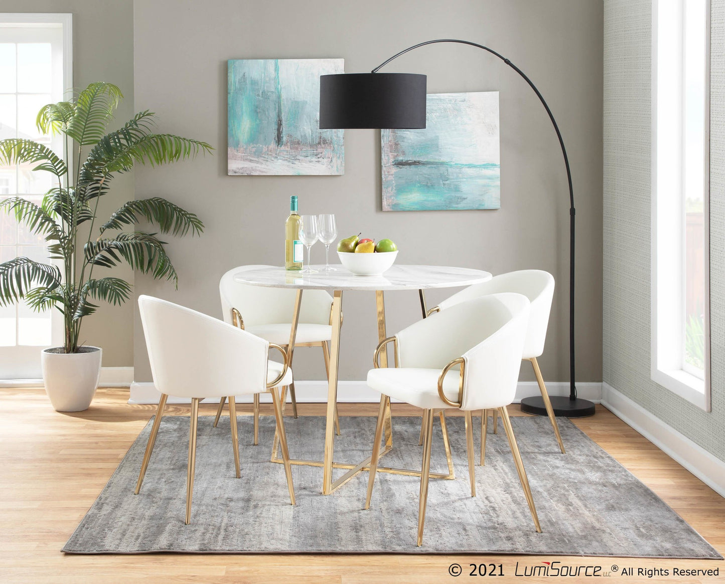 Claire Contemporary/Glam Chair in Gold Metal and Black Faux Leather By LumiSource - Set of 2 | Dining Chairs | Modishstore - 27