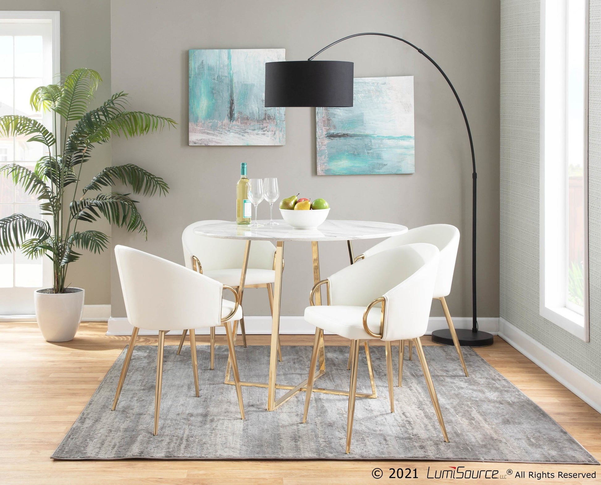 Claire Contemporary/Glam Chair in Gold Metal and Black Faux Leather By LumiSource - Set of 2 | Dining Chairs | Modishstore - 27