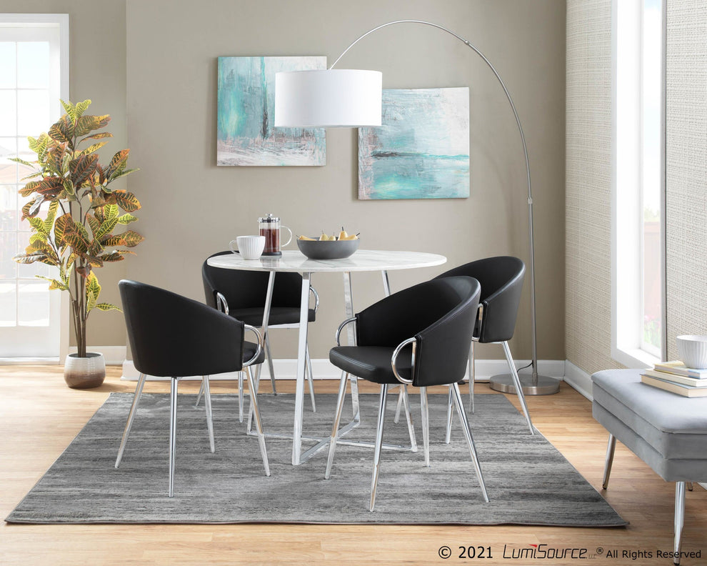 Claire Contemporary/Glam Chair in Gold Metal and Black Faux Leather By LumiSource - Set of 2 | Dining Chairs | Modishstore - 38