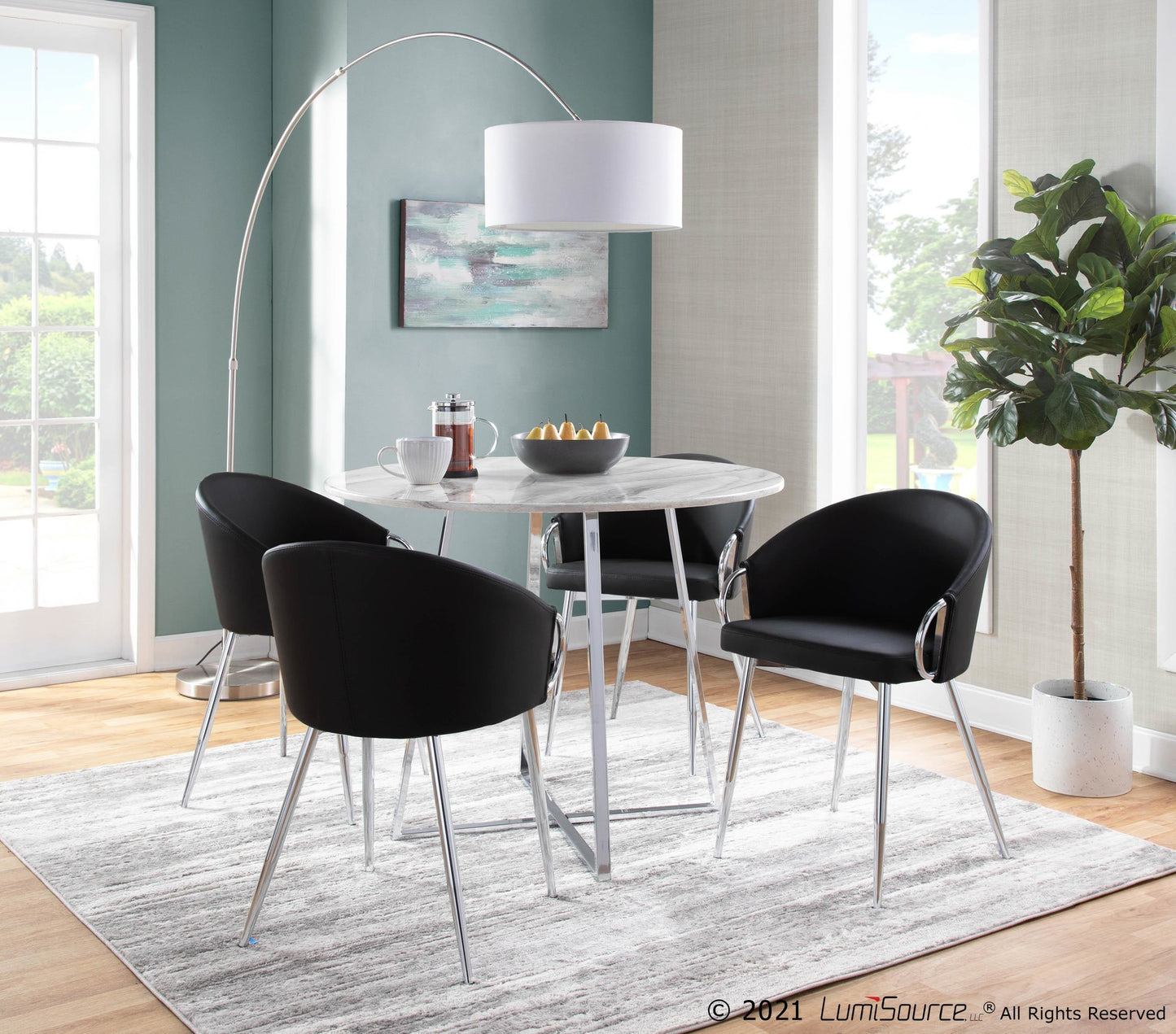 Claire Contemporary/Glam Chair in Gold Metal and Black Faux Leather By LumiSource - Set of 2 | Dining Chairs | Modishstore - 39