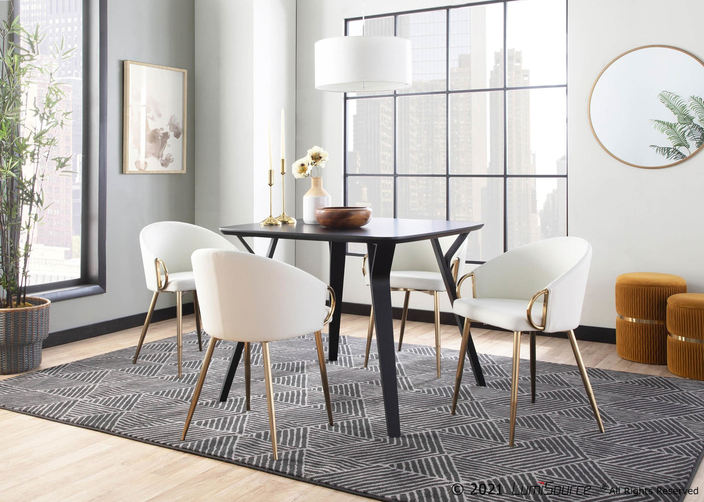 Claire Contemporary/Glam Chair in Gold Metal and Black Faux Leather By LumiSource - Set of 2 | Dining Chairs | Modishstore - 29