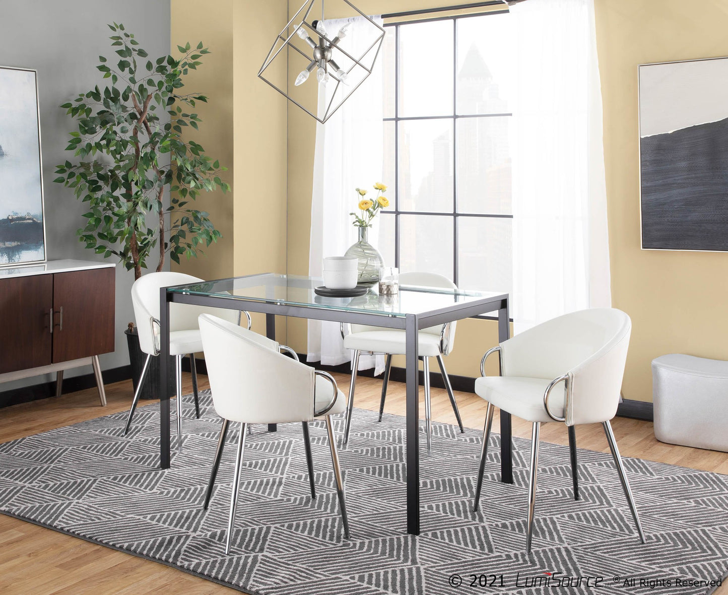 Claire Contemporary/Glam Chair in Gold Metal and Black Faux Leather By LumiSource - Set of 2 | Dining Chairs | Modishstore - 62