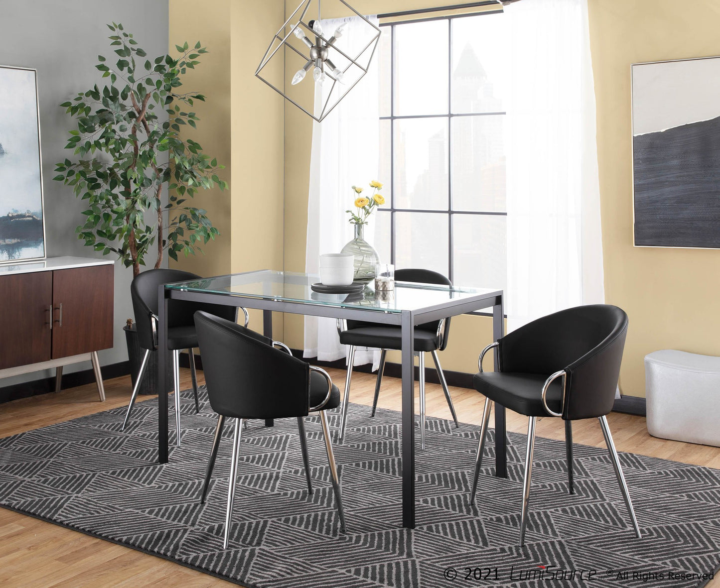 Claire Contemporary/Glam Chair in Gold Metal and Black Faux Leather By LumiSource - Set of 2 | Dining Chairs | Modishstore - 40