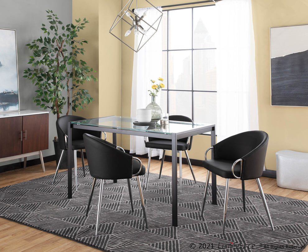 Claire Contemporary/Glam Chair in Gold Metal and Black Faux Leather By LumiSource - Set of 2 | Dining Chairs | Modishstore - 40